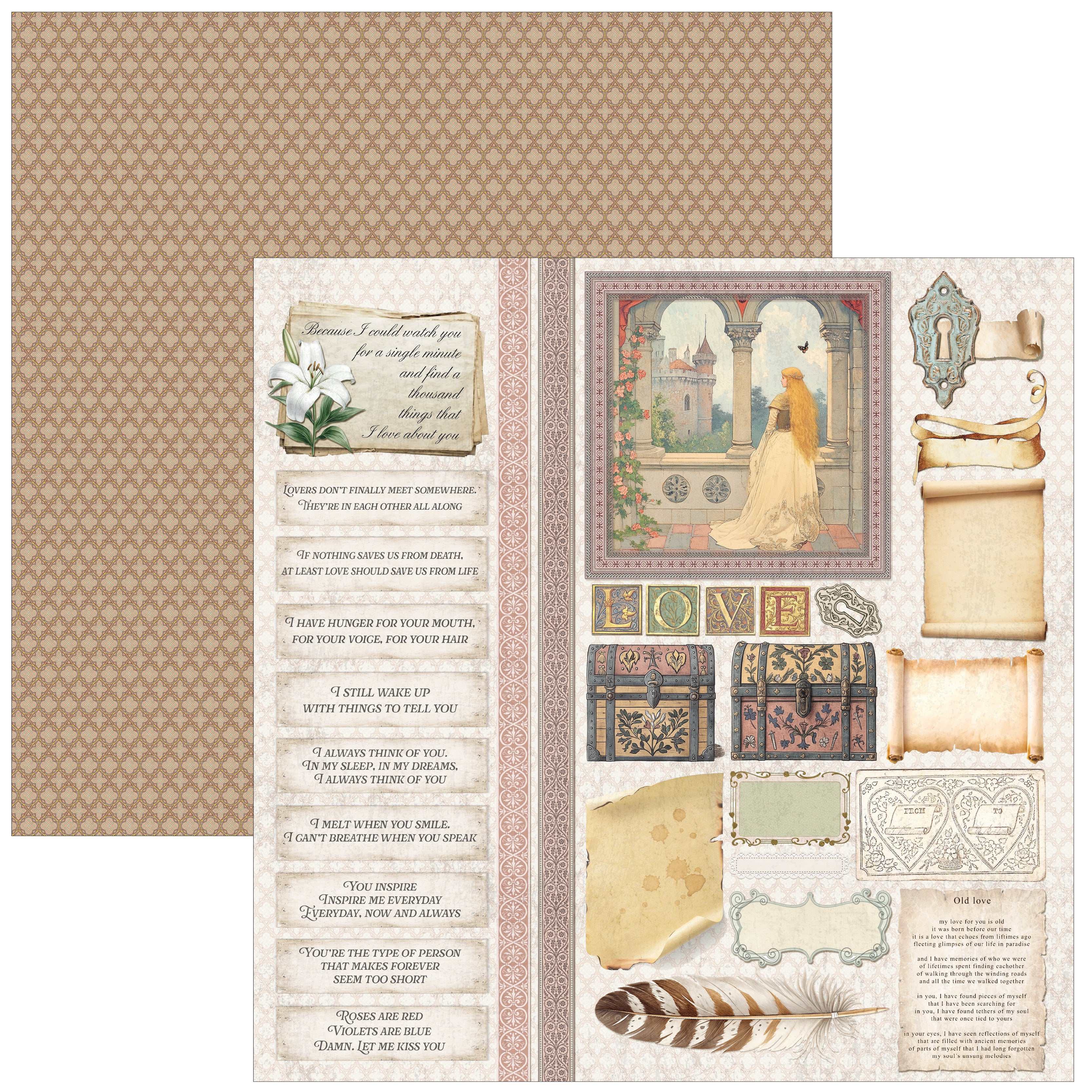 Courtly Love Paper Pad 12"x12" 12/Pkg