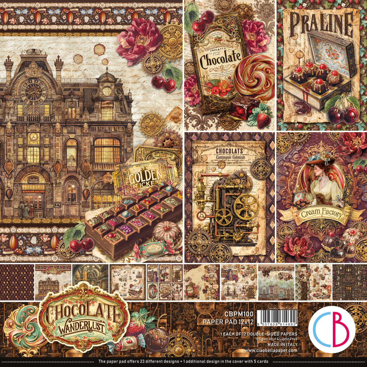 Chocolate Wanderlust Paper Pad 12"x12" 12/Pkg
