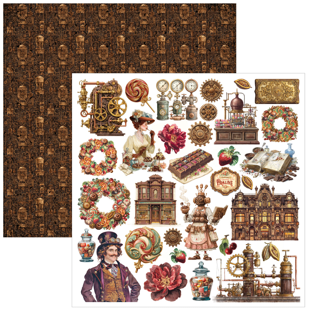 Chocolate Wanderlust Paper Pad 12"x12" 12/Pkg