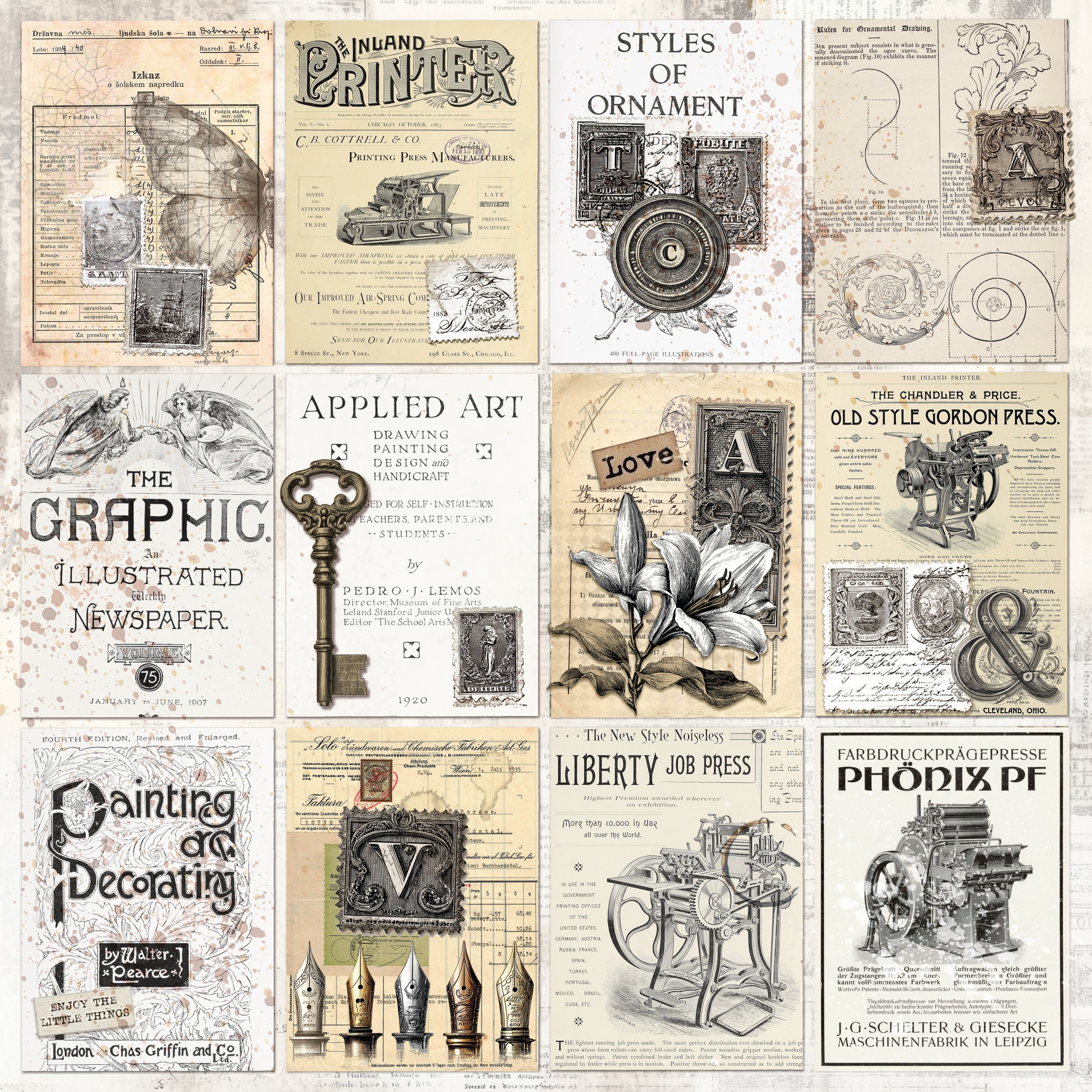 Typographic Paper Pad 12"x12" 12/Pkg
