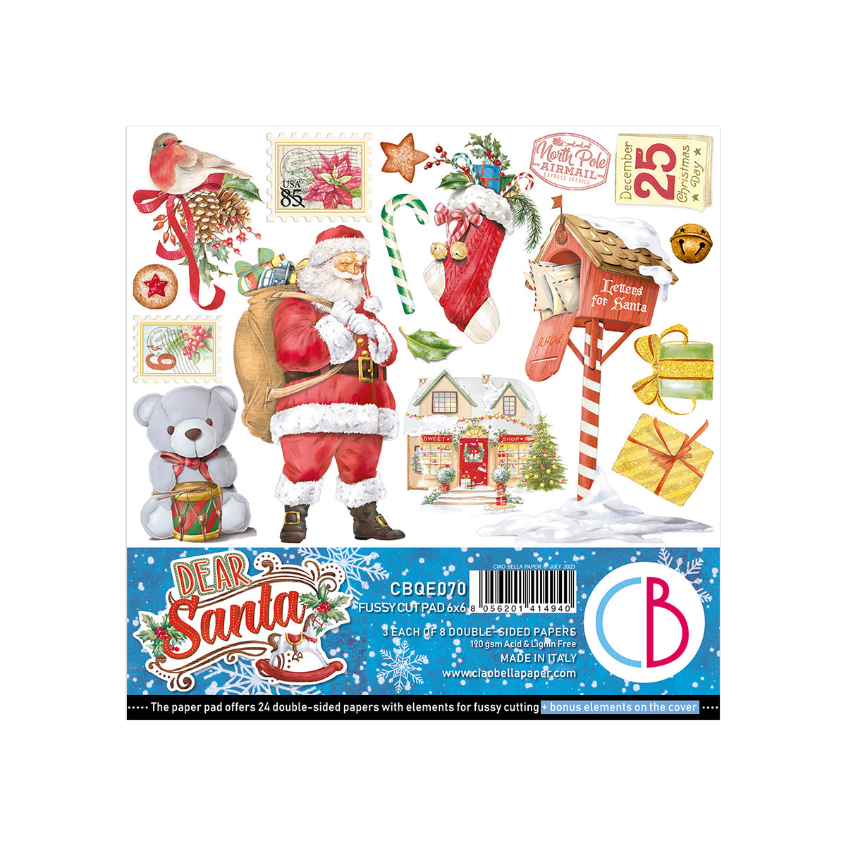 Ciao Bella Dear Santa Fussy Cut Pad 6"x6" 24/Pkg