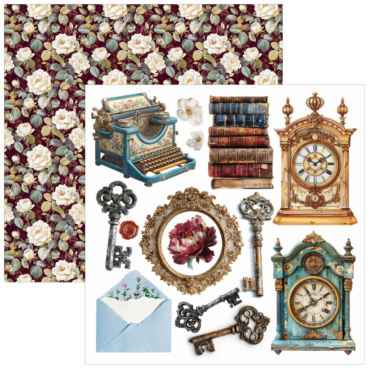 Bohemian Burgundy Fussy Cut Pad 6"x6" 24/Pkg