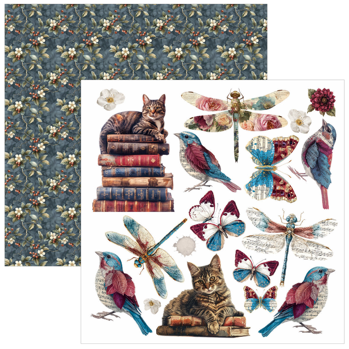 Bohemian Burgundy Fussy Cut Pad 6"x6" 24/Pkg