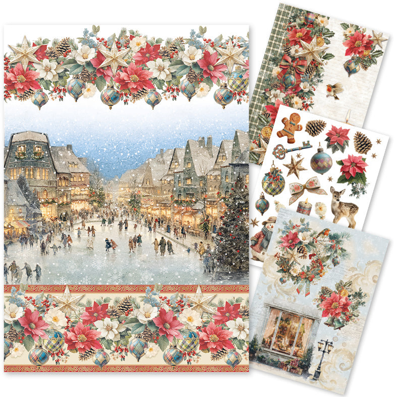 Rice Paper A4 MIXED 4/Pkg Merry & Bright