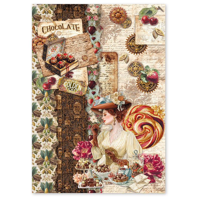 Rice Paper A4 MIXED 4/Pkg Chocolate Wanderlust