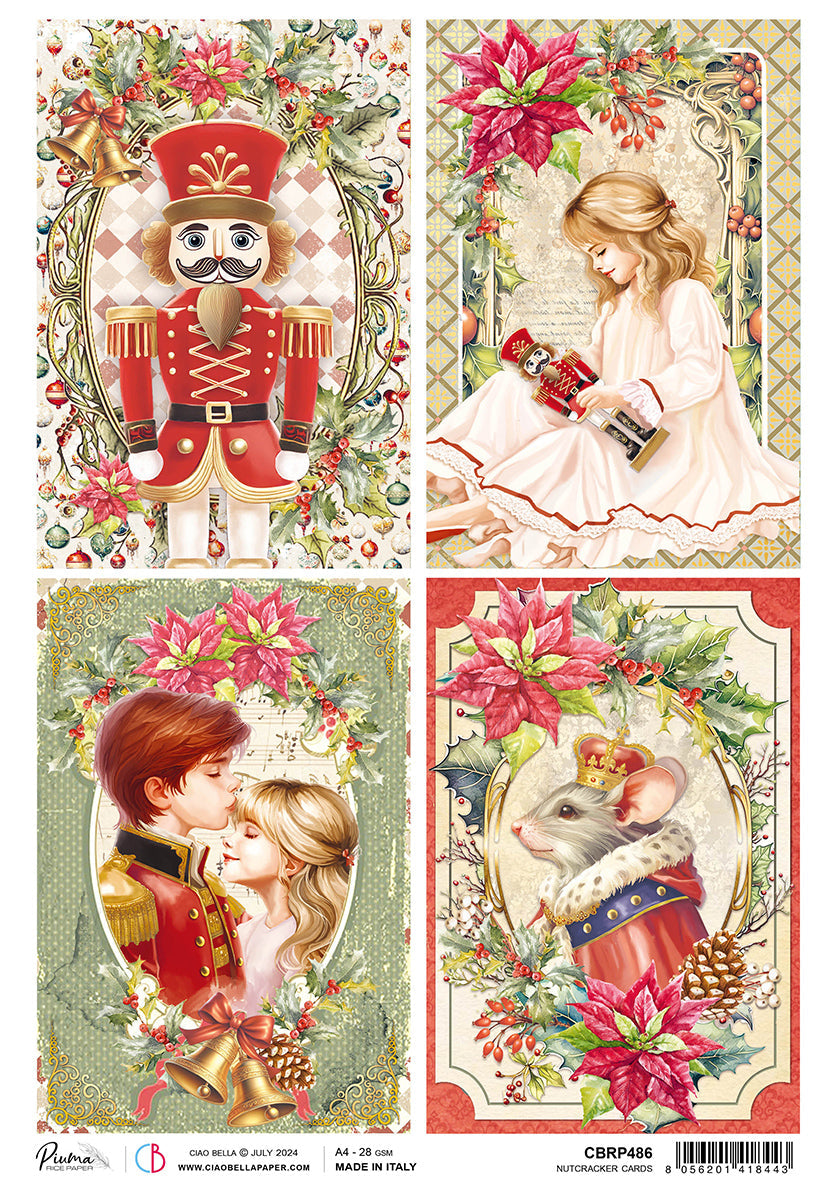 Rice Paper A4 Nutcracker Cards - 5 Sheets