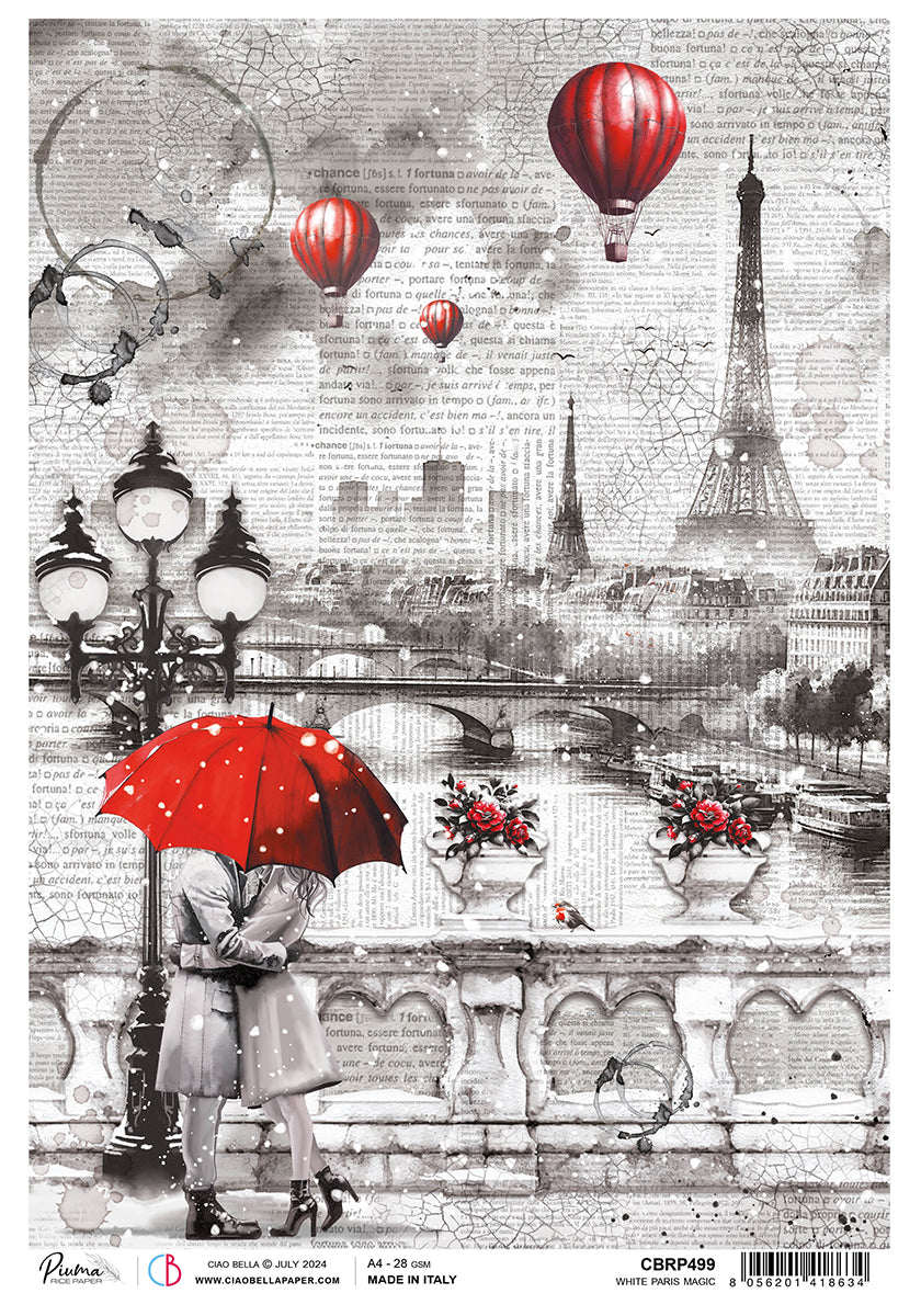 Rice Paper A4 White Magic Paris - 5 Sheets