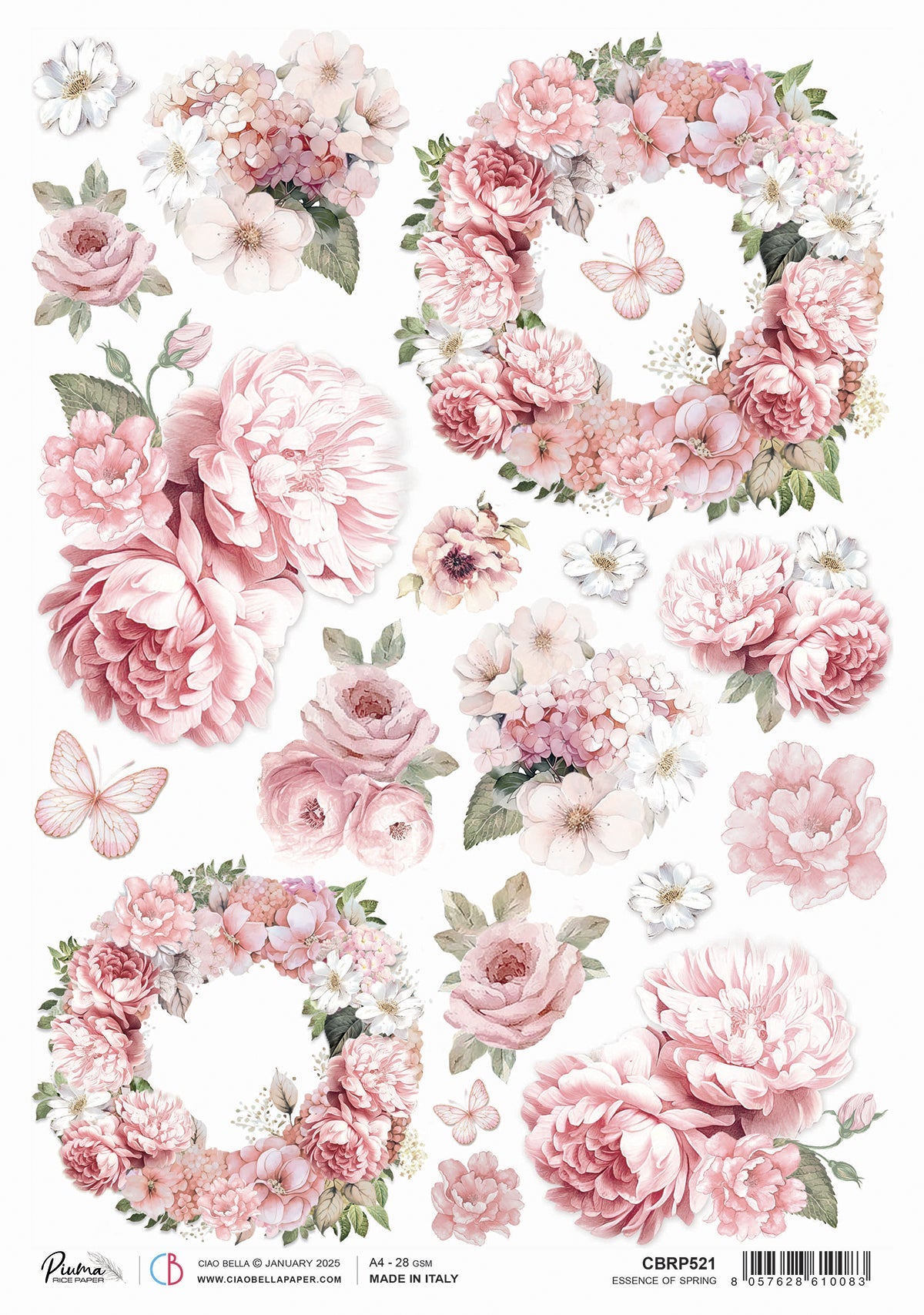 Rice Paper A4 Essence of Spring - 5 Sheets