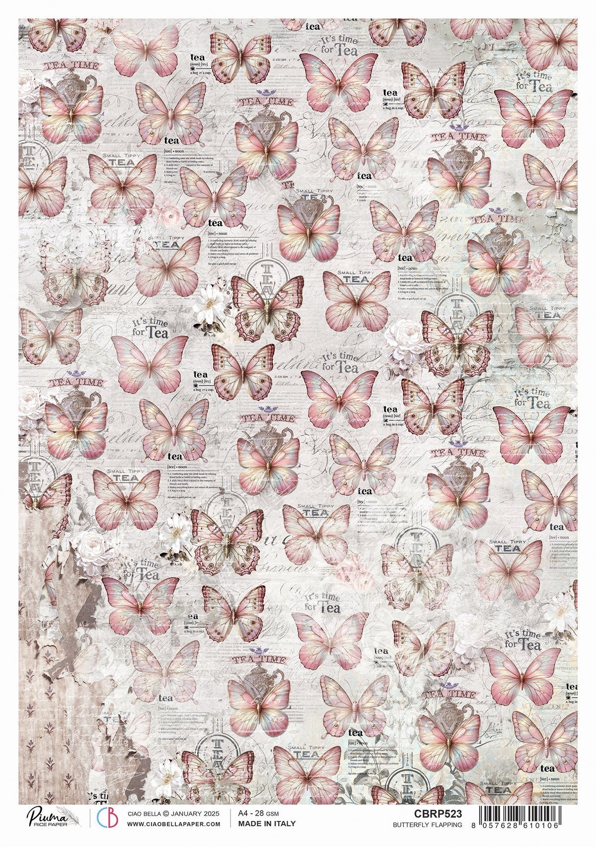 Rice Paper A4 Butterfly flapping - 5 Sheets