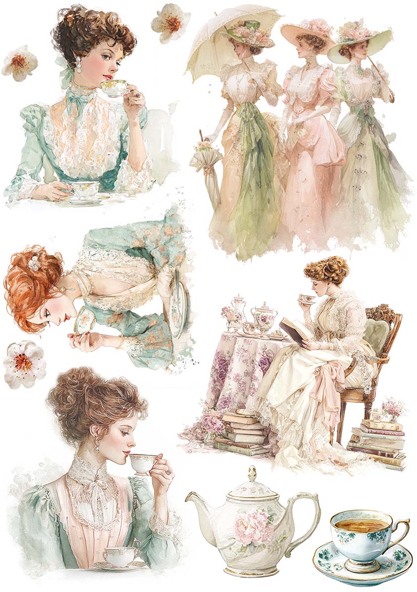 Rice Paper A5 MIXED 8/Pkg Afternoon Tea