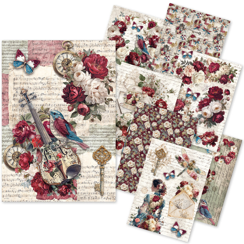 Rice Paper A5 MIXED 8/Pkg Bohemian Burgundy