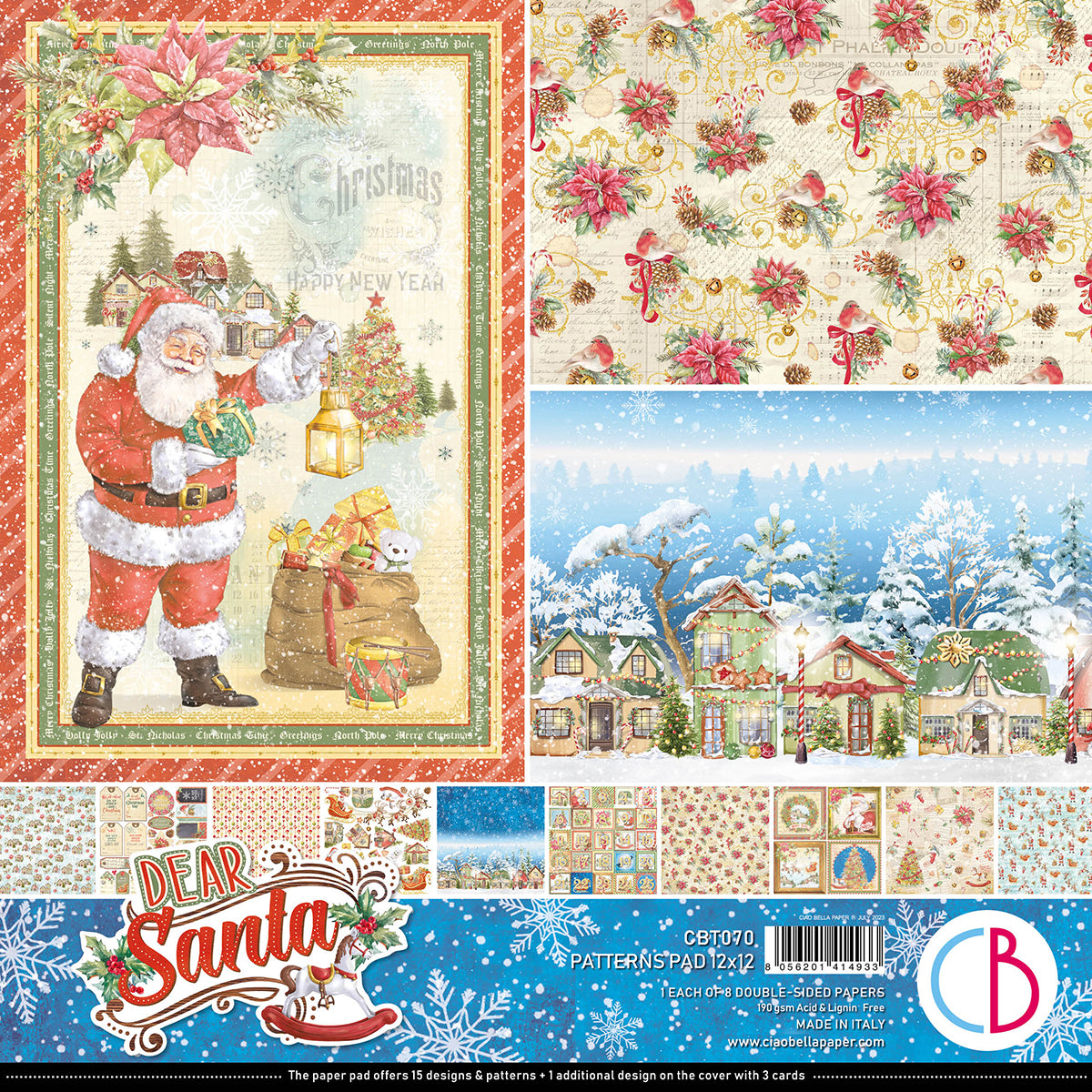 Ciao Bella Dear Santa Patterns Pad 12x12 8/Pkg