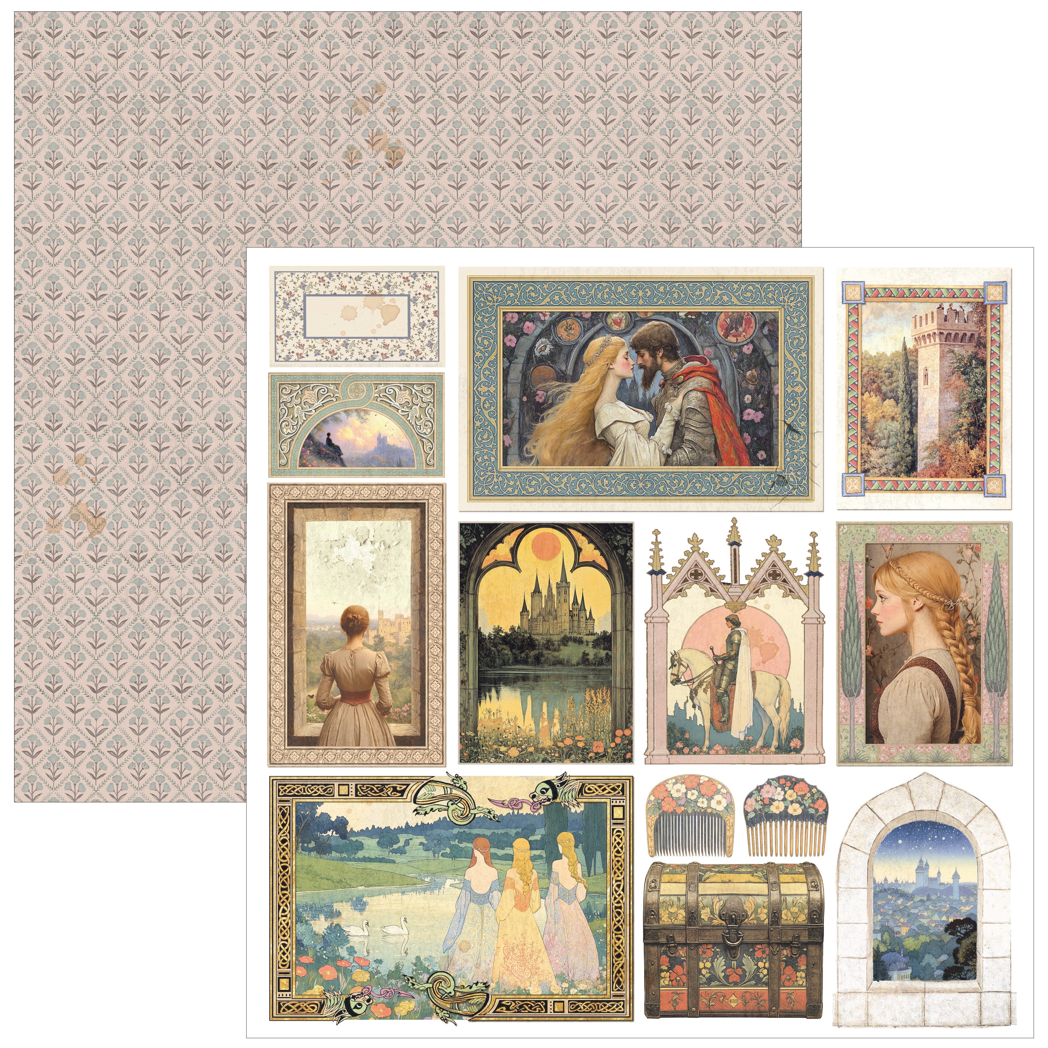 Courtly Love Patterns Pad 12"x12" 8/Pkg