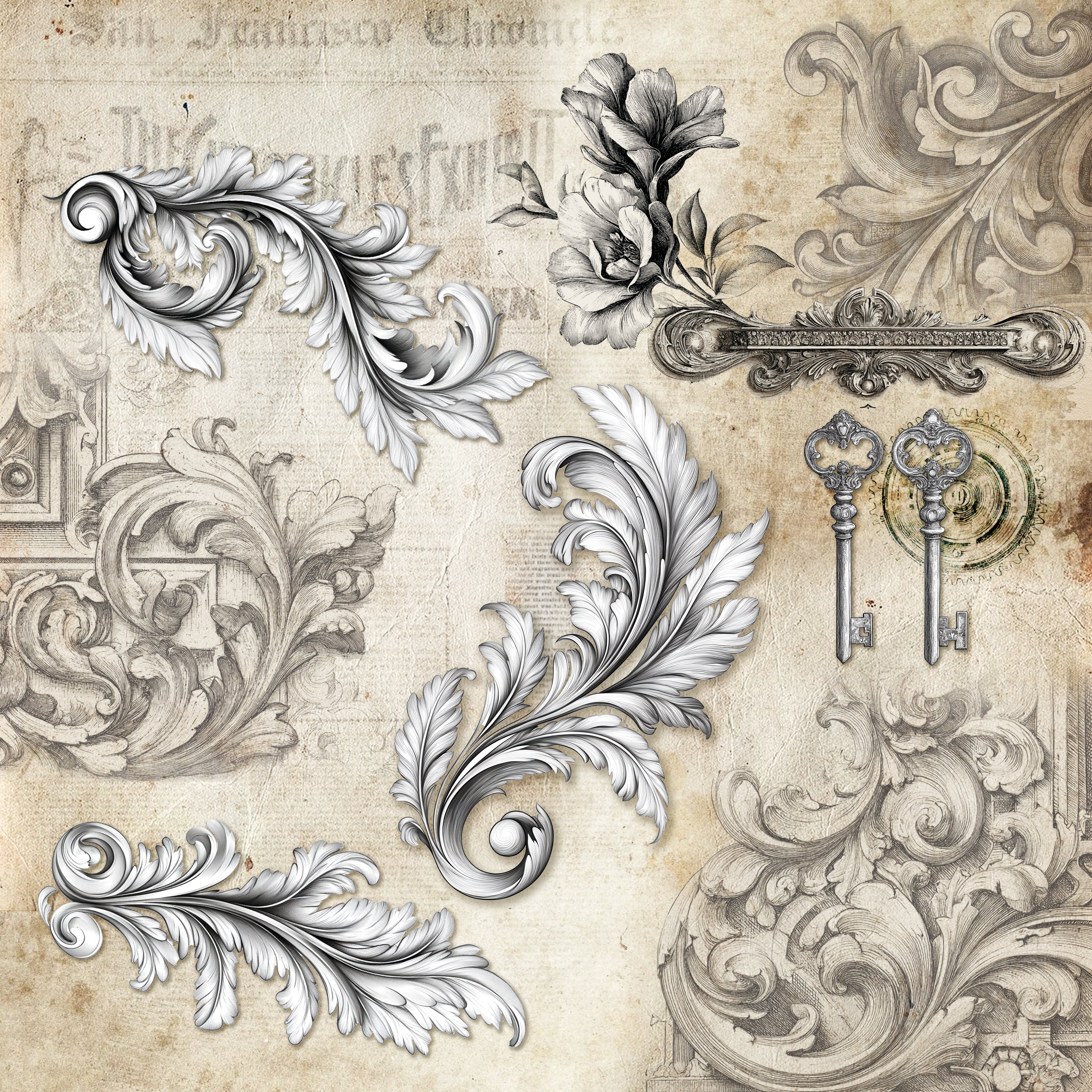 Typographic Patterns Pad 12"x12" 8/Pkg