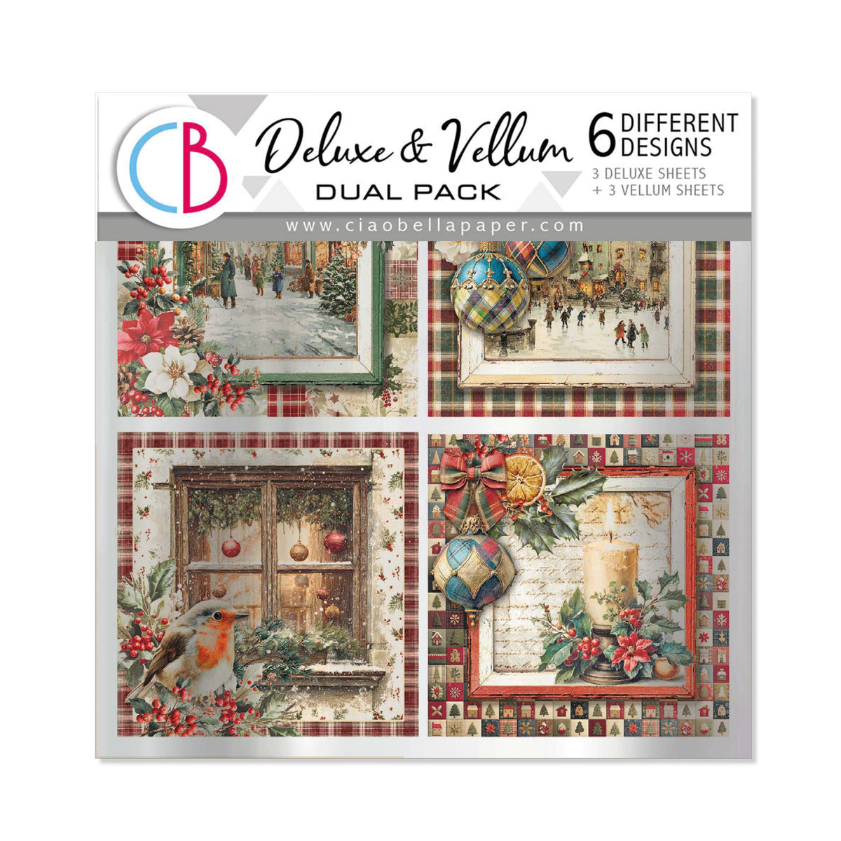 Merry & Bright Deluxe Paper Silver & Vellum Dual Pack 6"x6" MIXED 6/Pkg