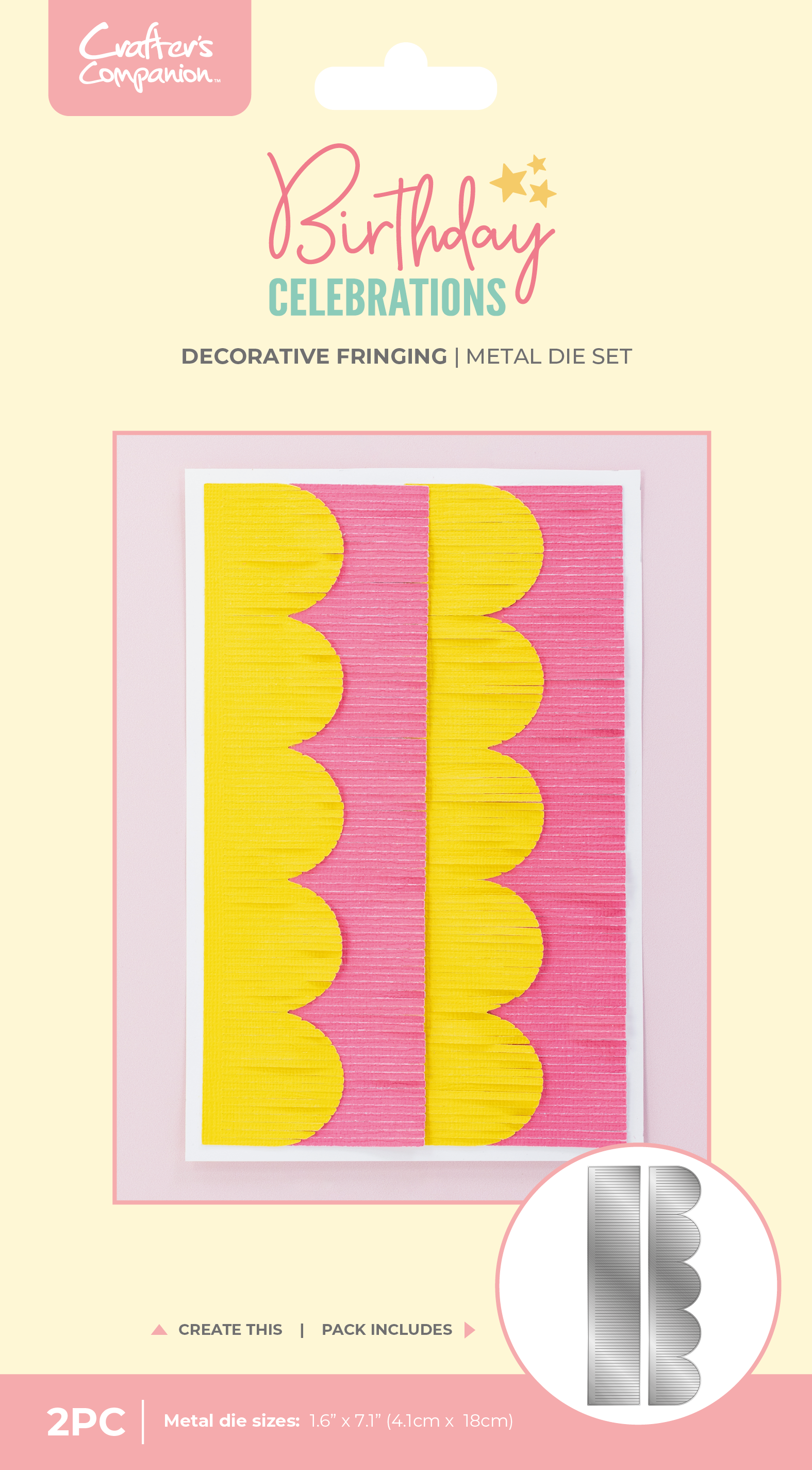 Crafter's Companion Birthday Celebrations Metal Dies - Decorative Fringing