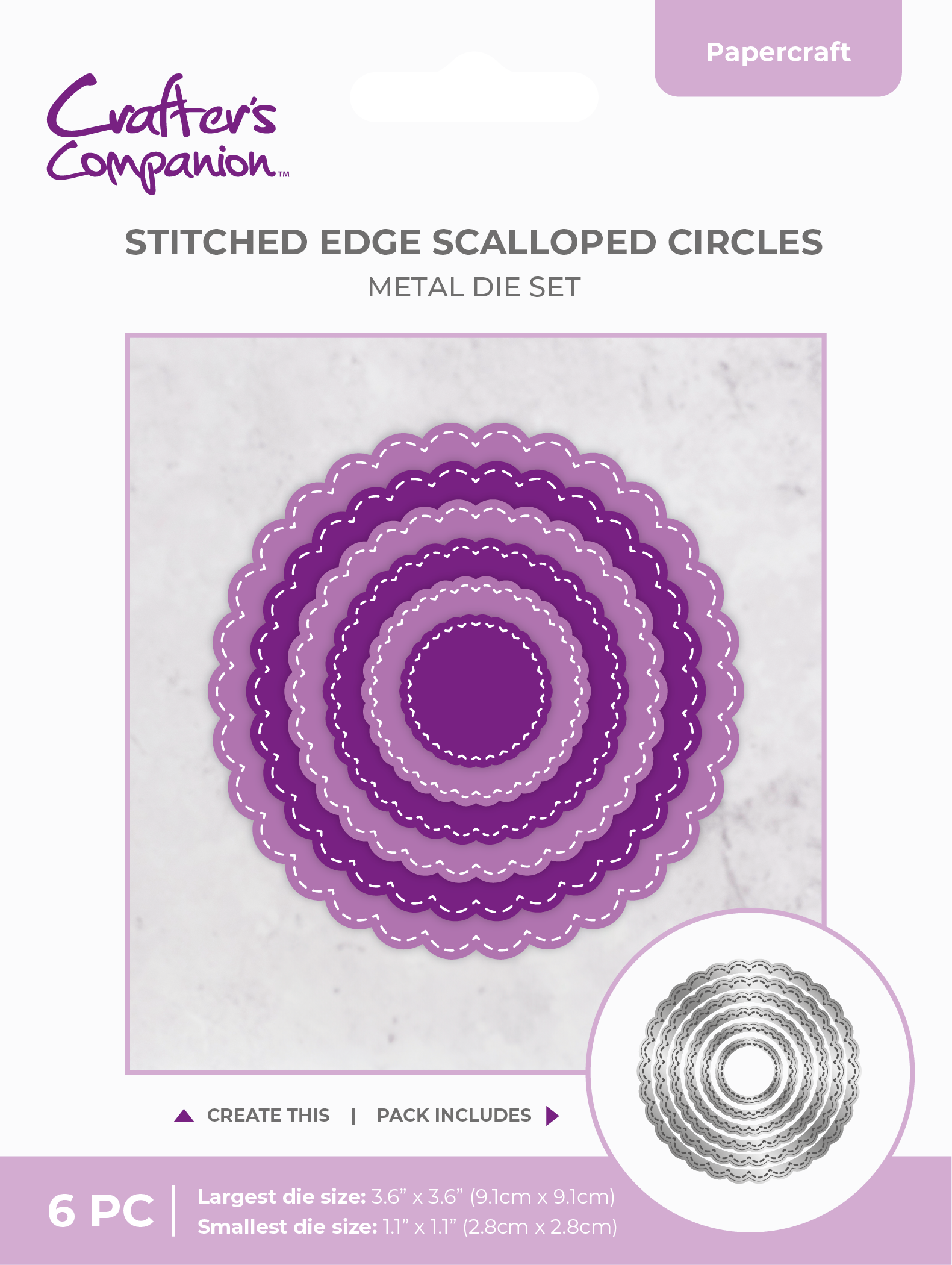 Crafter's Companion Metal Die - Stitched Edge Scalloped Circles