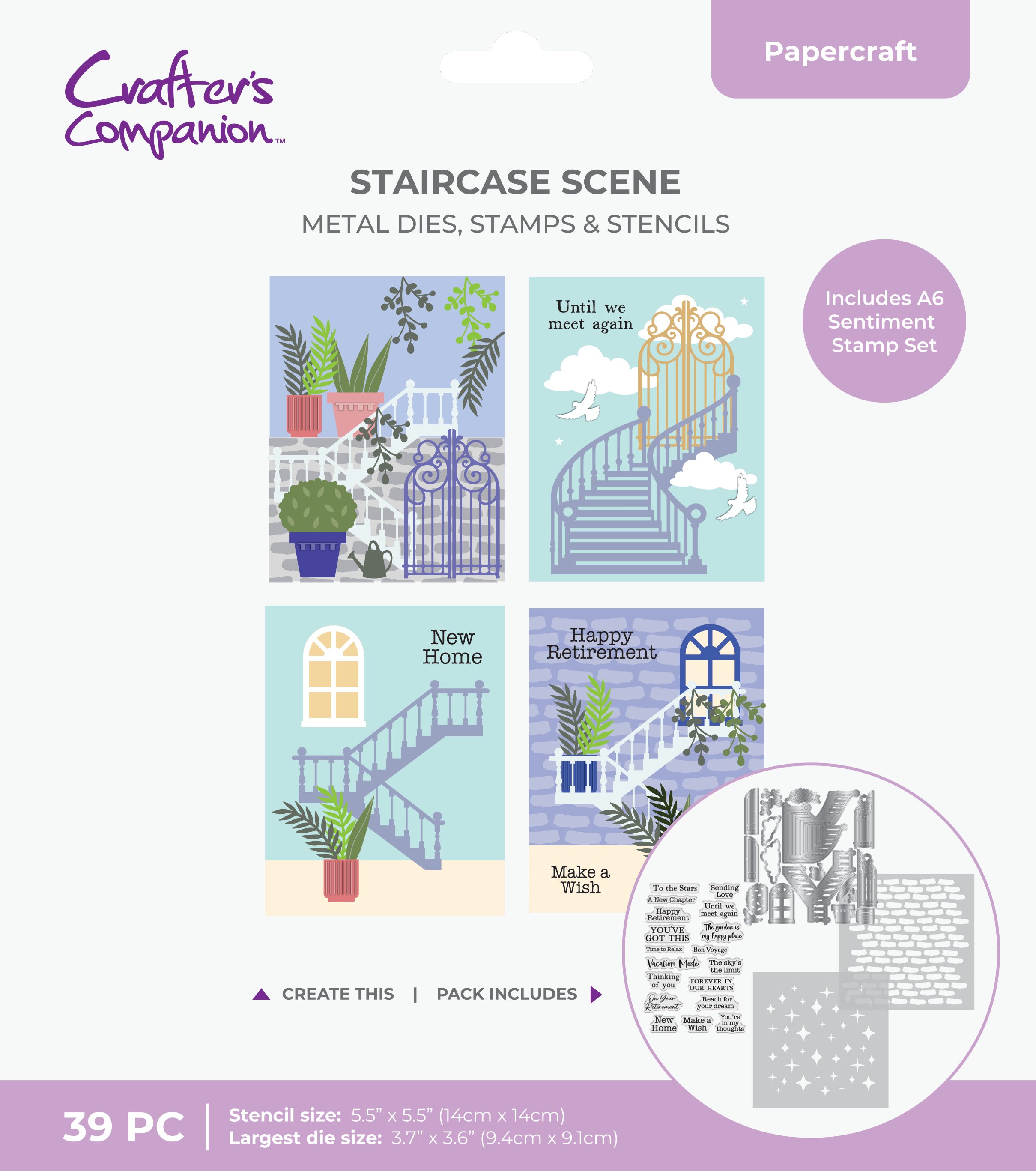 Crafter's Companion Die & Stencil & Stamp - Staircase Scene