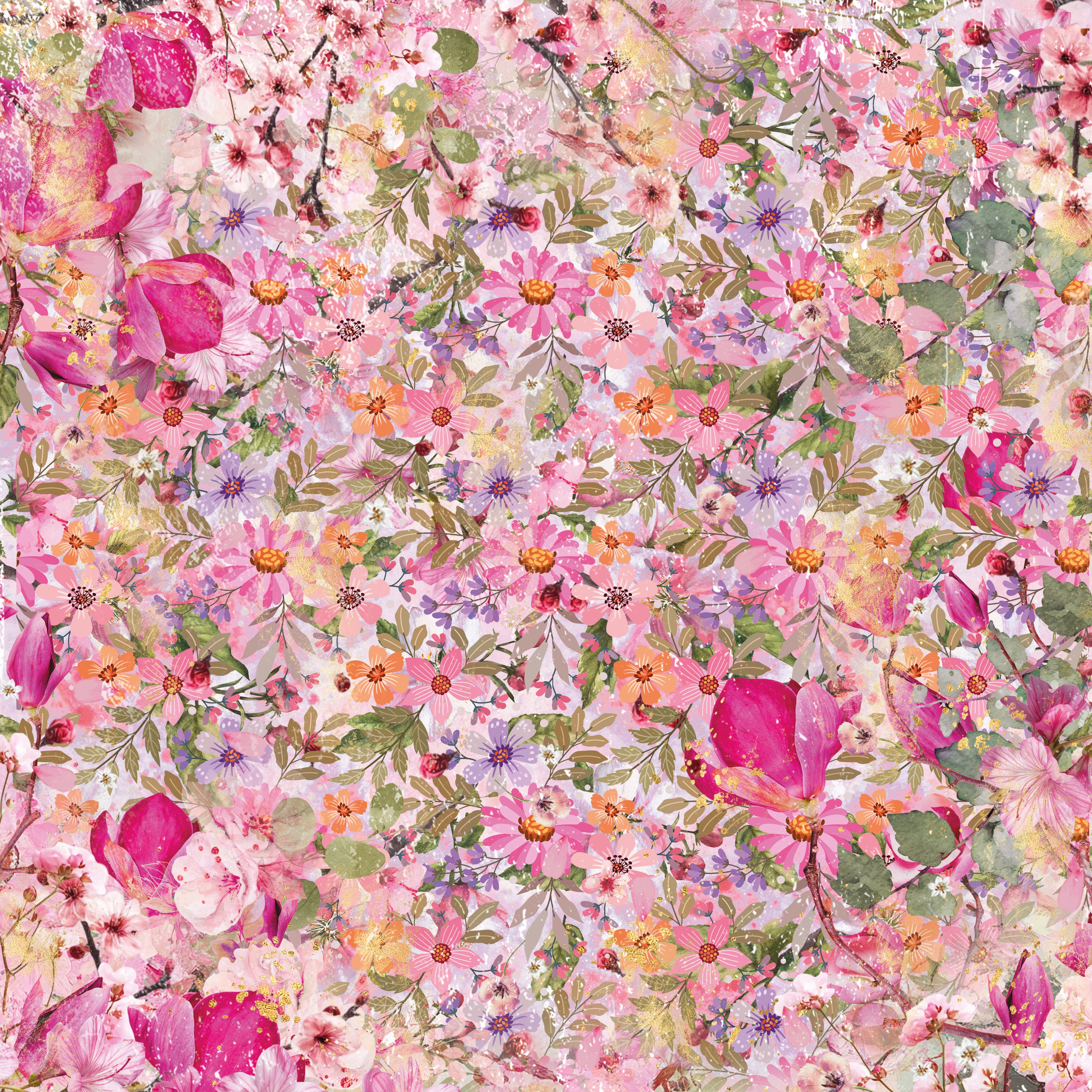 Spring Floral Print Paper Pad - 12" x 12"