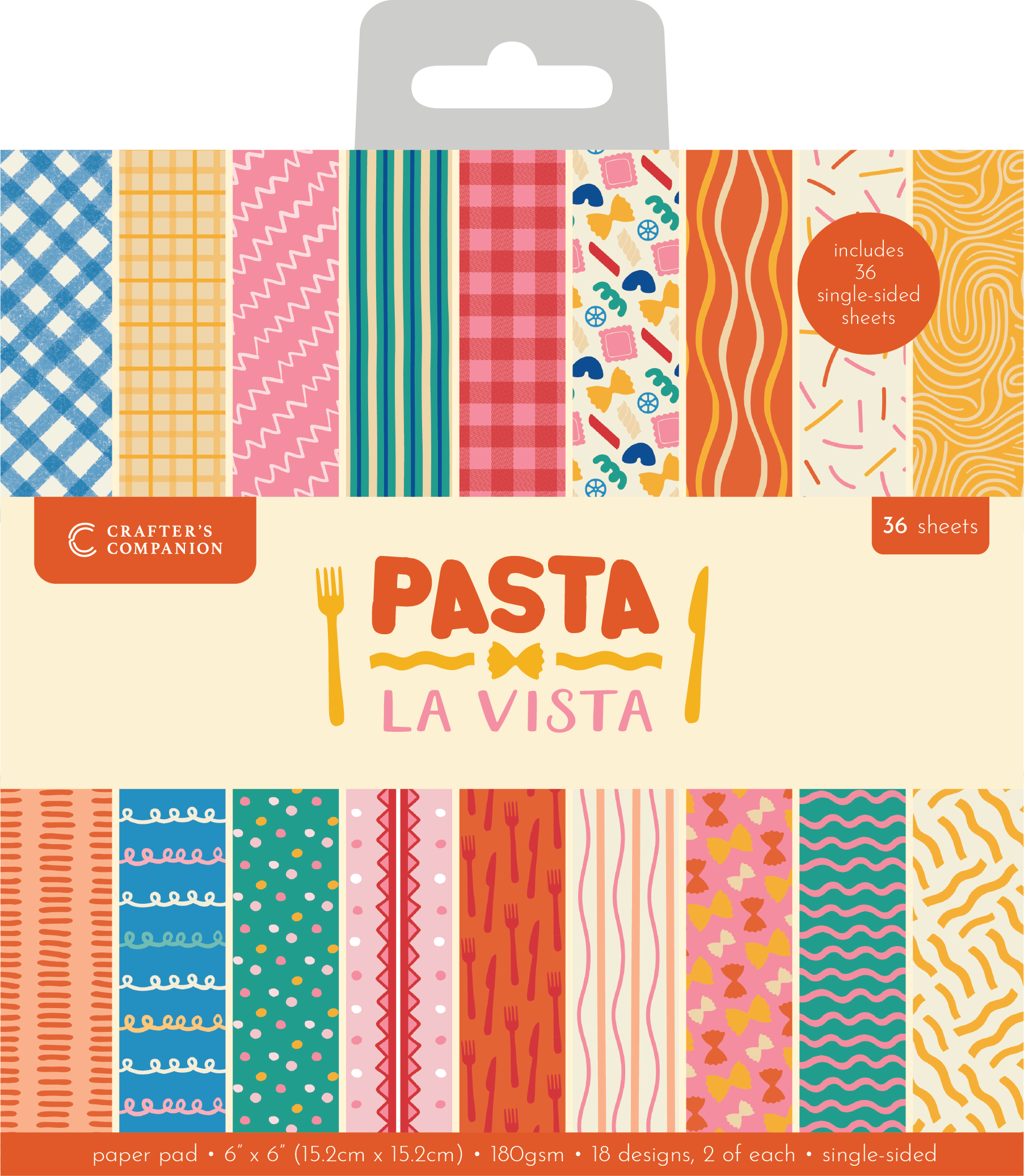 Crafter’s Companion Pasta La Vista 6”x6” Paper Pad 