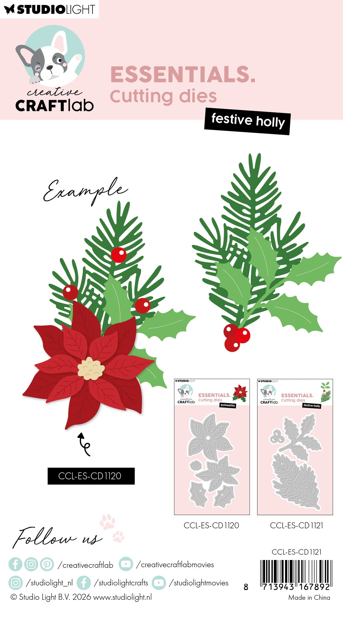 CCL Cutting Die Festive Holly Essentials 3 Pieces