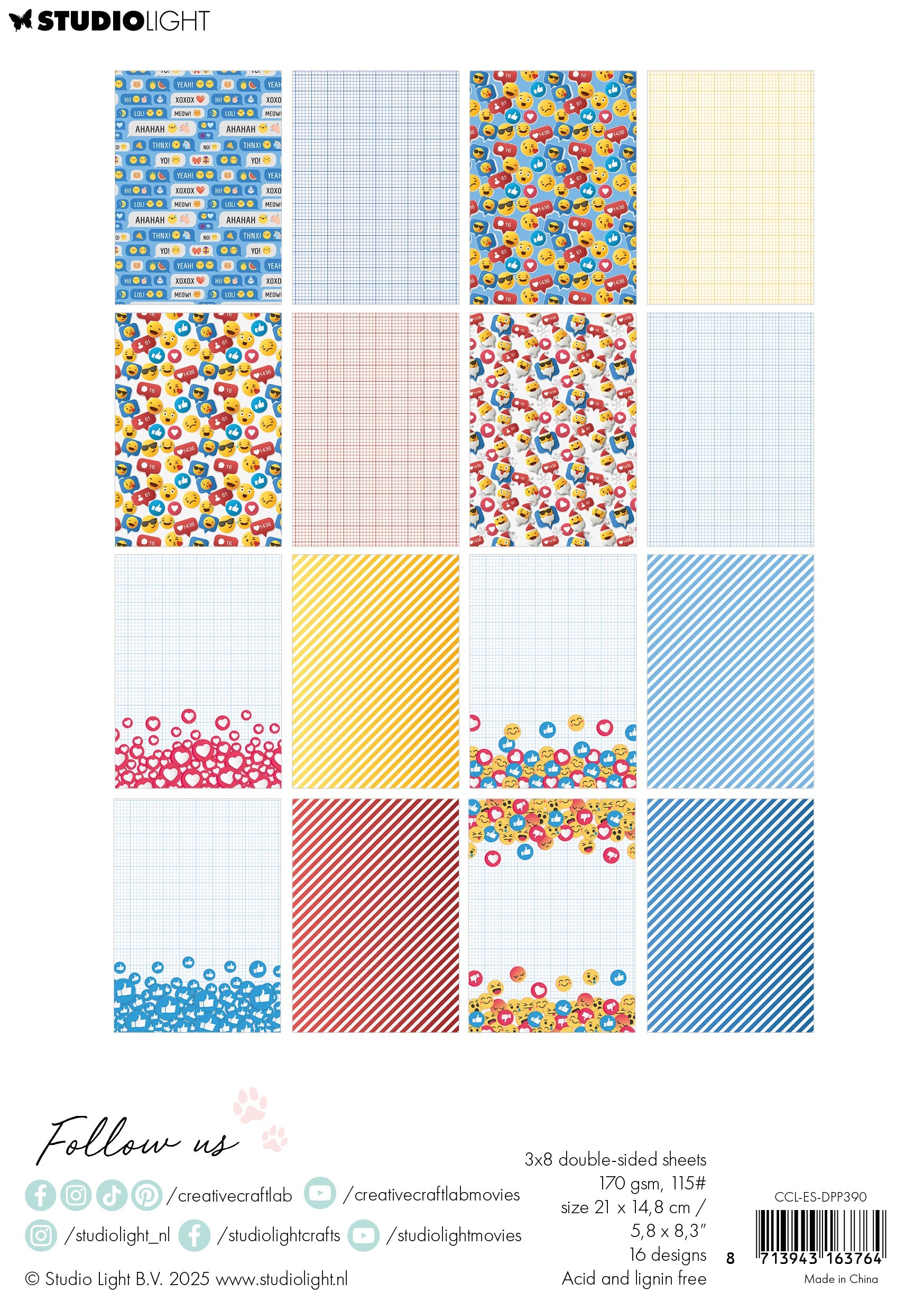 CCL Designer Paper Pad Speak Emoji Essentials 24 Sheets