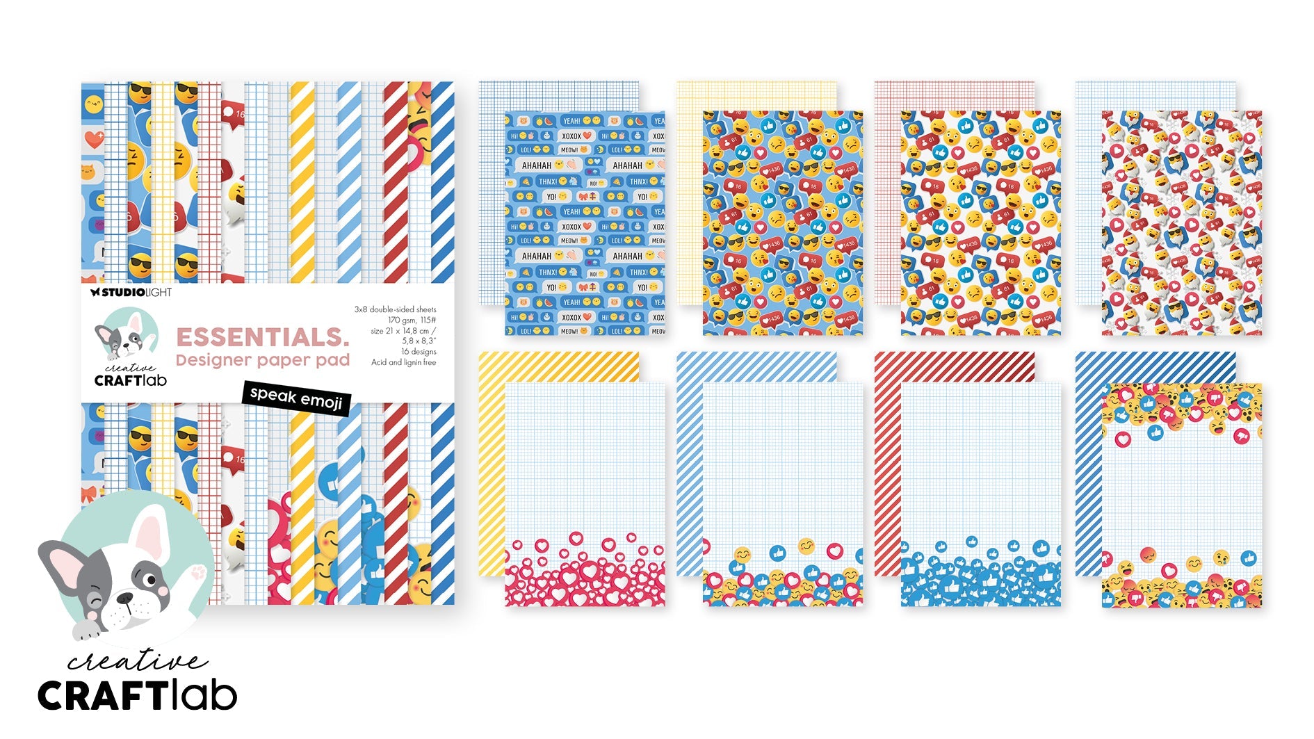 CCL Designer Paper Pad Speak Emoji Essentials 24 Sheets