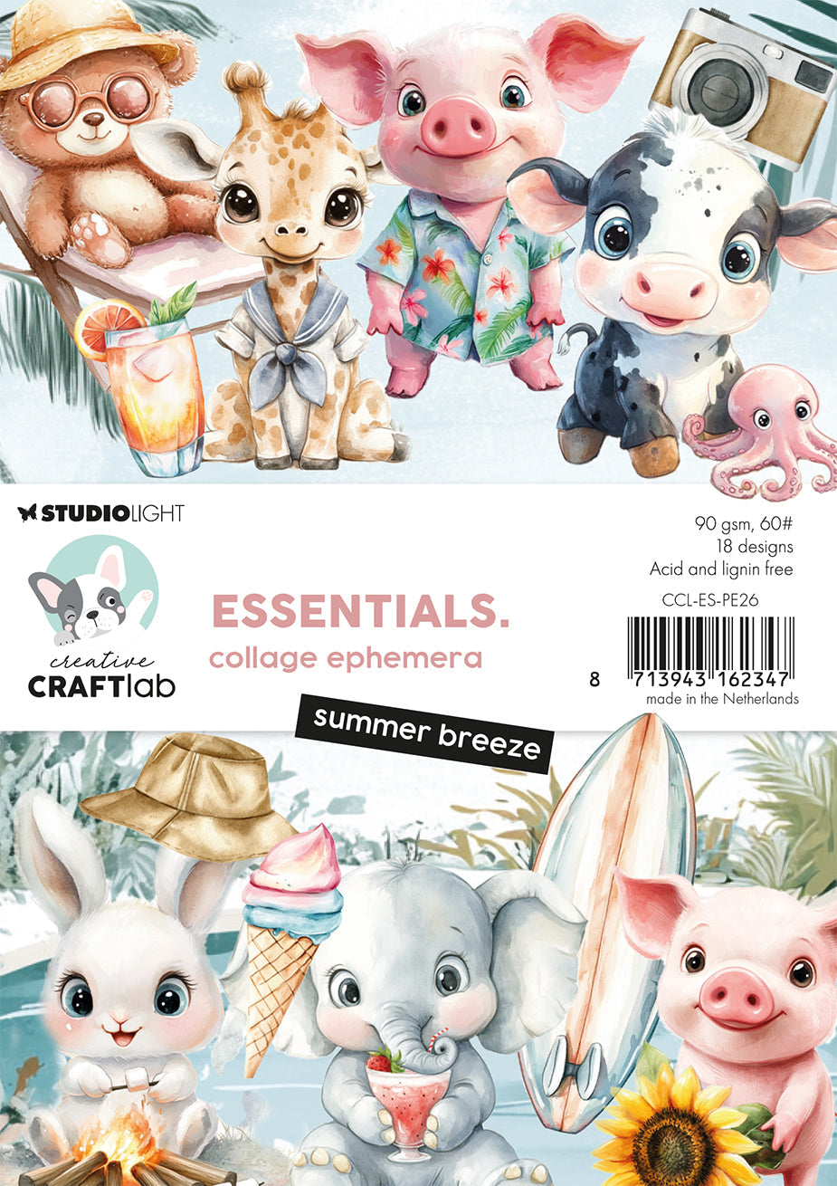 CCL Collage Ephemera Summer Breeze Essentials 18 Pieces