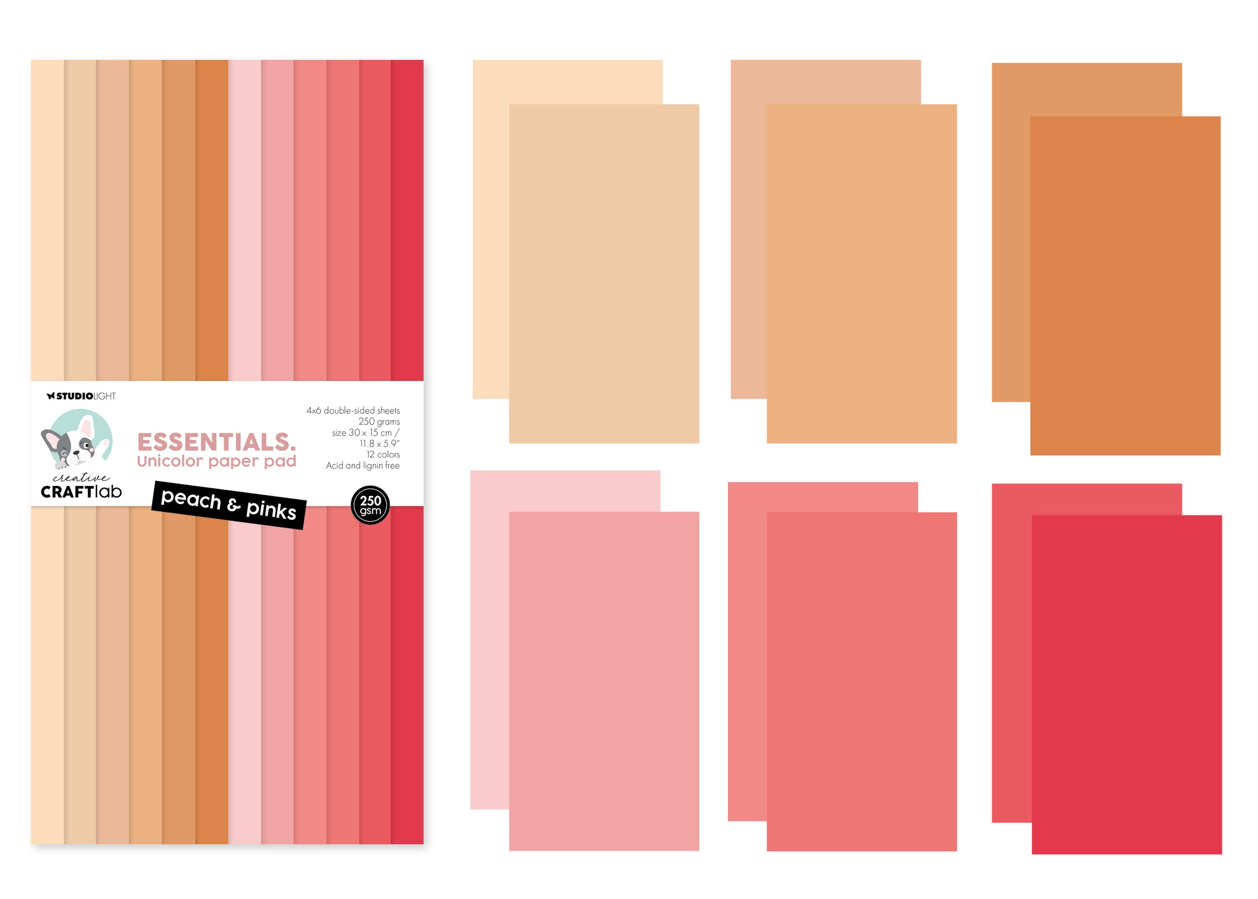 CCL Unicolor Paper Pad Peach & Pinks Essentials 24 SH