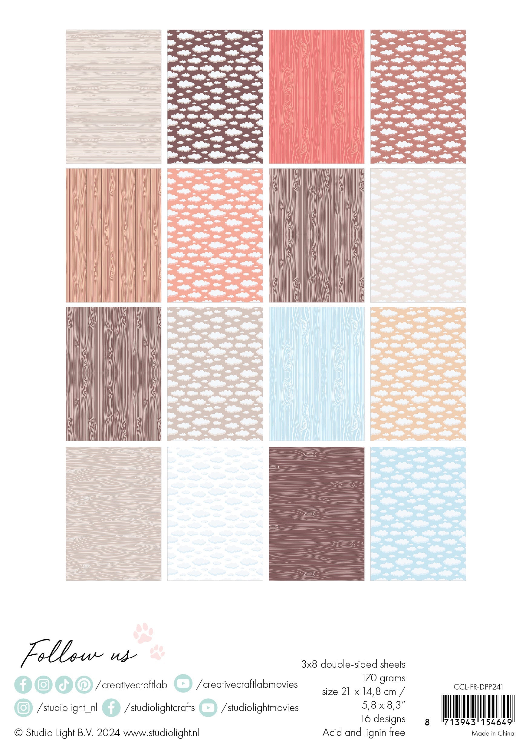 CCL Design Paper Pad Woodgrain Friendz 24 SH