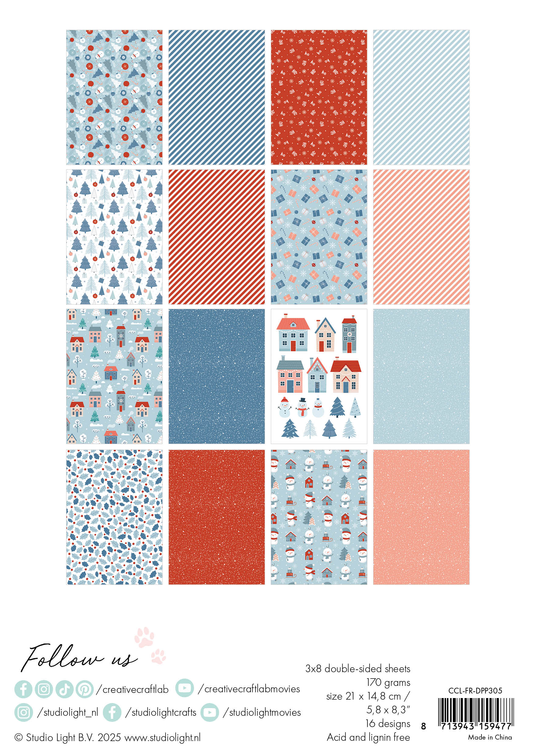 CCL Designer Paper Pad Hello winter Friendz 210x148x9mm 24 Sheets