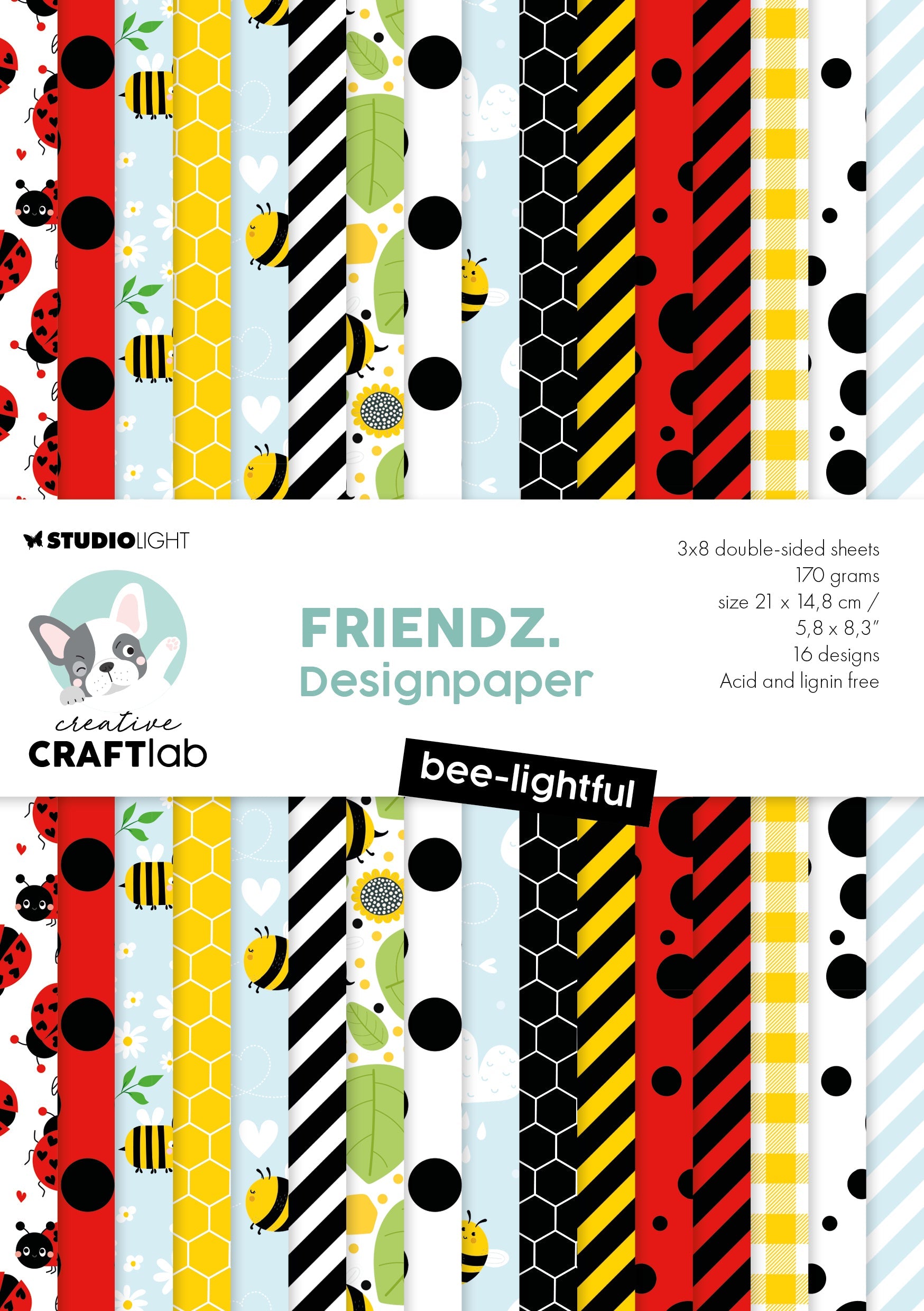 CCL Designer Paper Pad Bee-Lightful Friendz 24 Sheets
