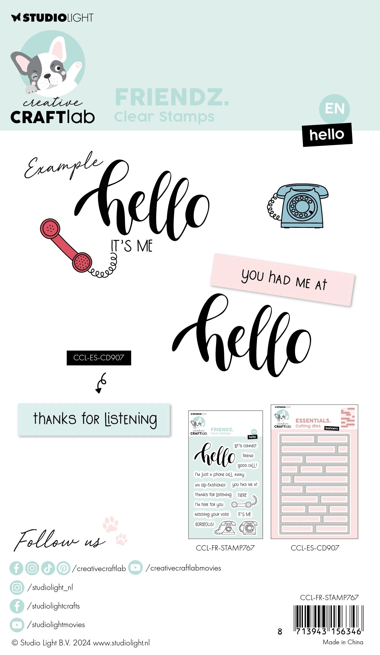 CCL Clear Stamp Hello Friendz 16 PC