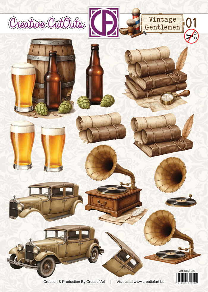 Creatief Art - 3D Die-Cut Sheet - Vintage Gentlemen 01