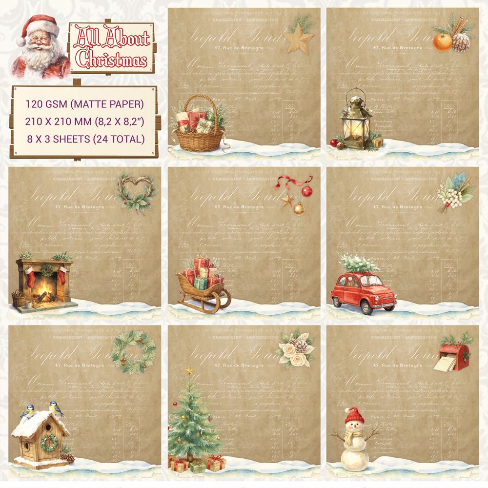 Creatief Art - "Vintage Parchment" - Collage Paper -  All About Christmas