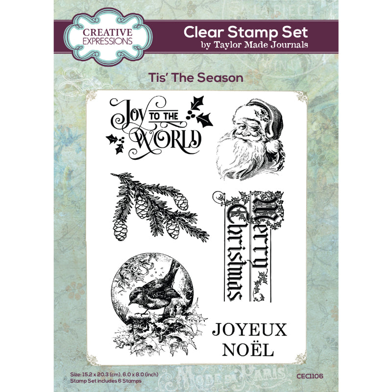 Creative Expressions Taylor Made Journals Tis' The Season 6 in x 8 in Clear Stamp Set