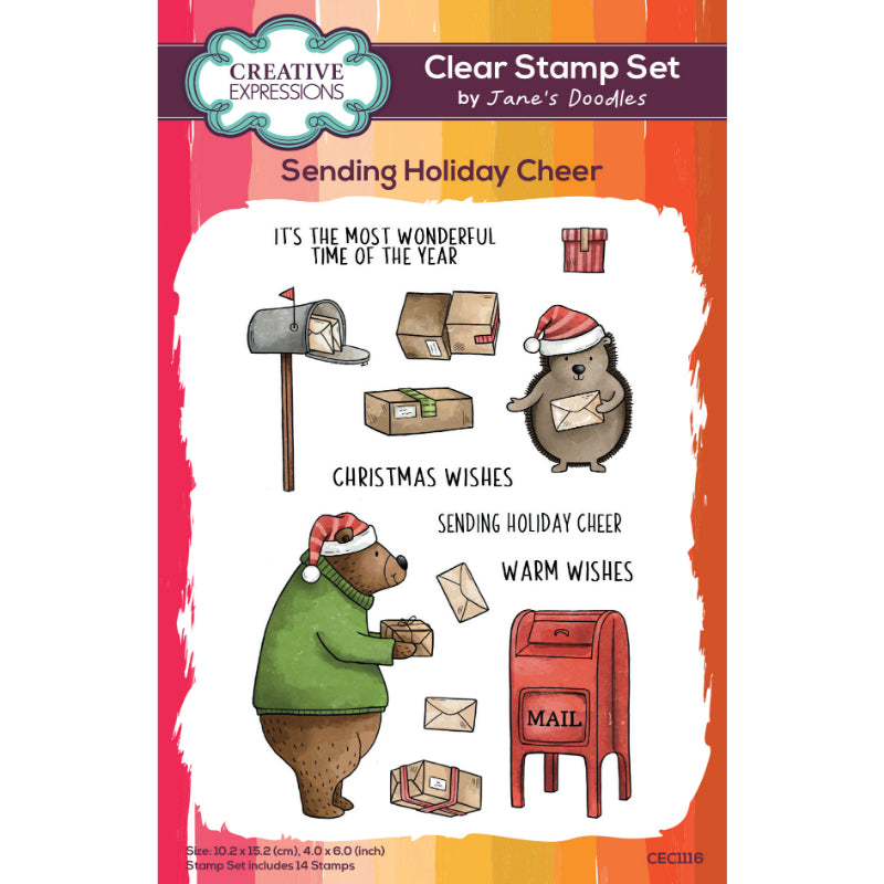 Creative Expressions Jane's Doodles Holiday Cheer 6 in x 8 in Clear Stamp Set