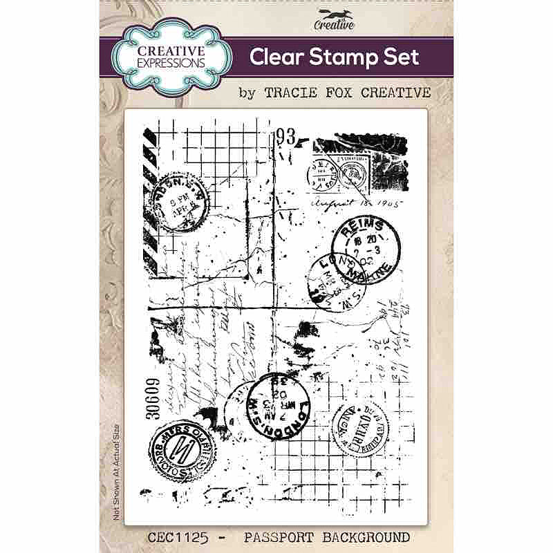 Creative Expressions Tracie Fox Passport Background 4 in x 6 in  Clear Stamp Set