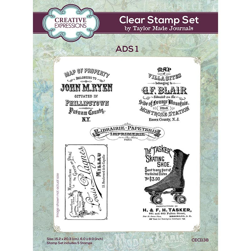 Creative Expressions Taylor Made Journals Ads 1 6 in x 8 in Clear Stamp Set