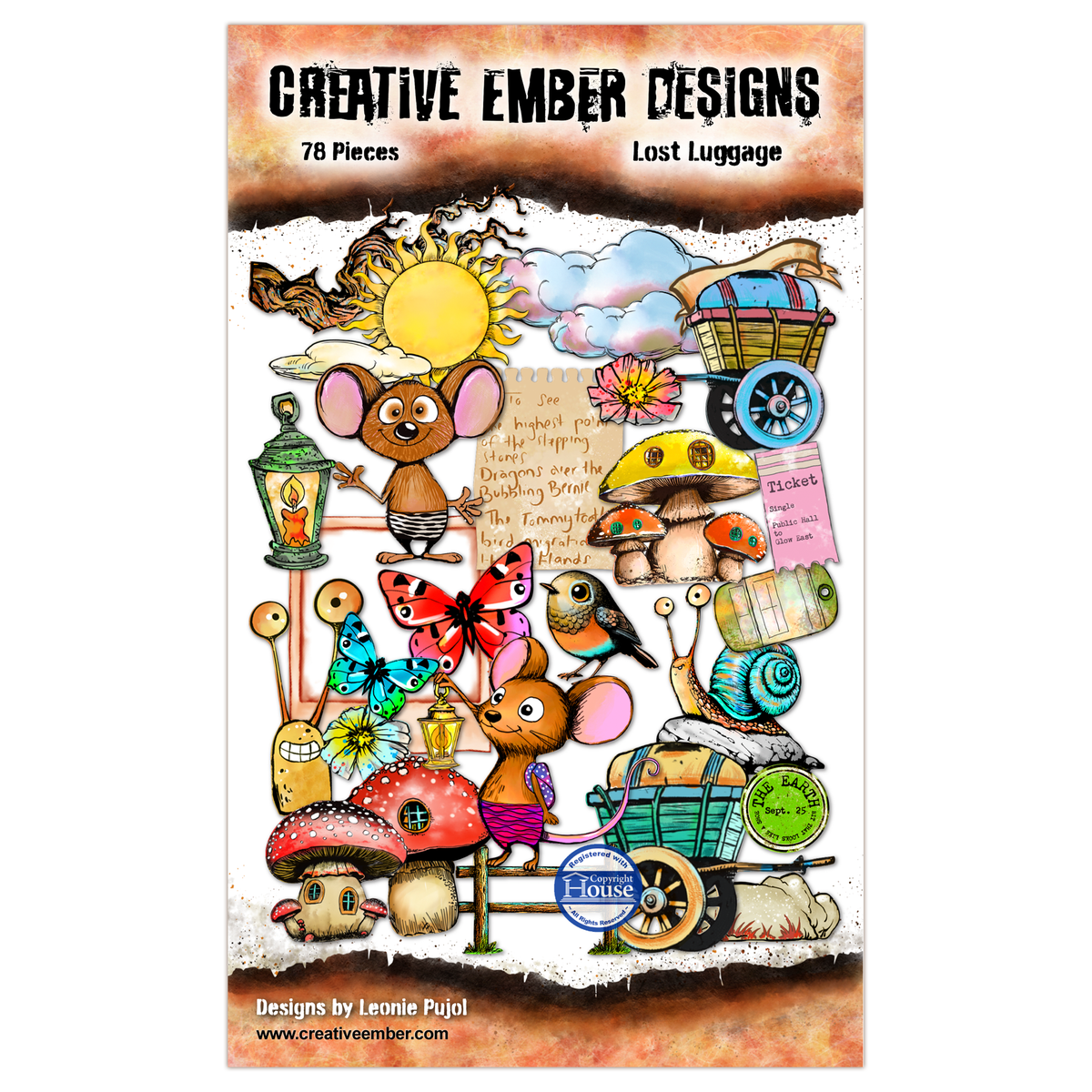 AALL and Create - Creative Ember Designs - A6 Ephemera Die-Cuts - Lost Luggage