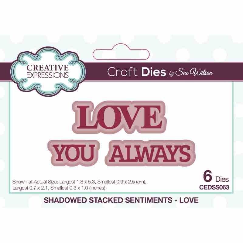 Creative Expressions Sue Wilson Love Shadowed Stacked Sentiment Craft Die