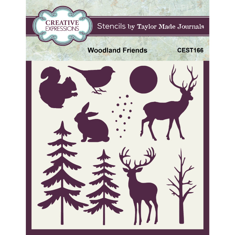 Creative Expressions Taylor Made Journals Woodland Friends 6 in x 6 in Stencil