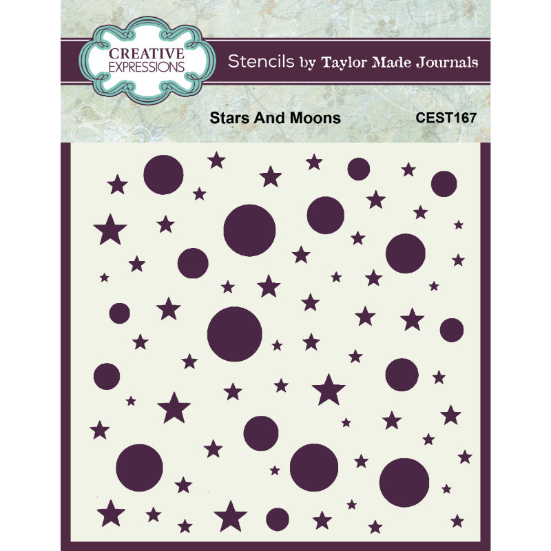 Creative Expressions Taylor Made Journals Stars And Moons 6 in x 6 in Stencil