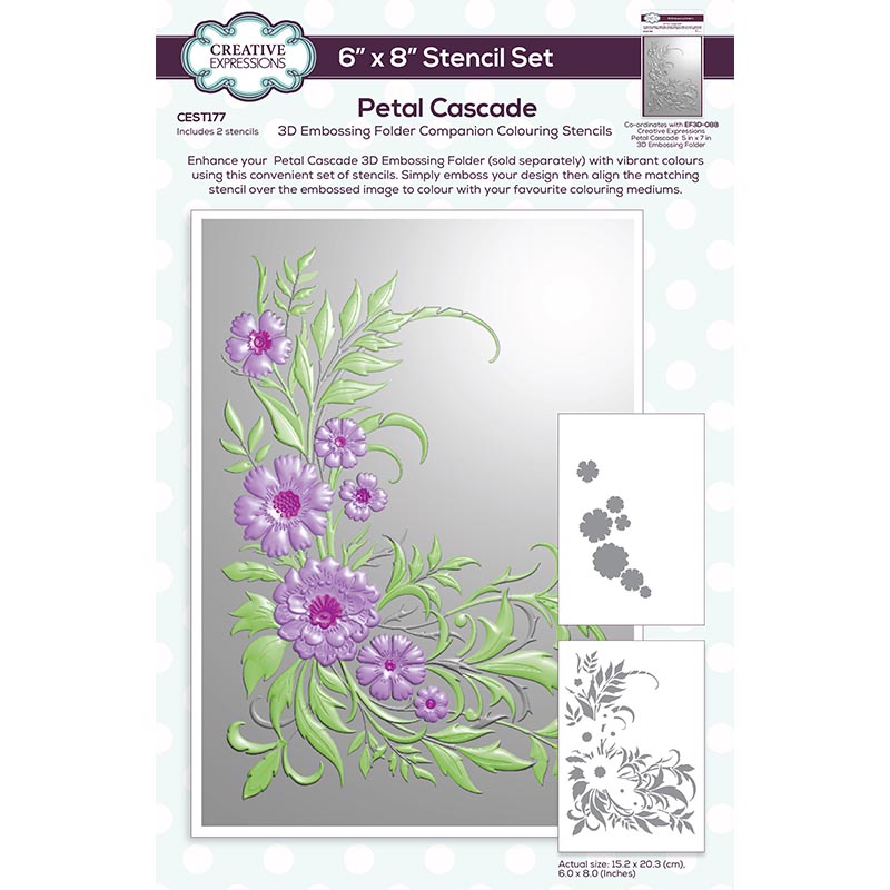 Creative Expressions Petal Cascade Companion Colouring Stencils 6 in x 8 in Set of 2