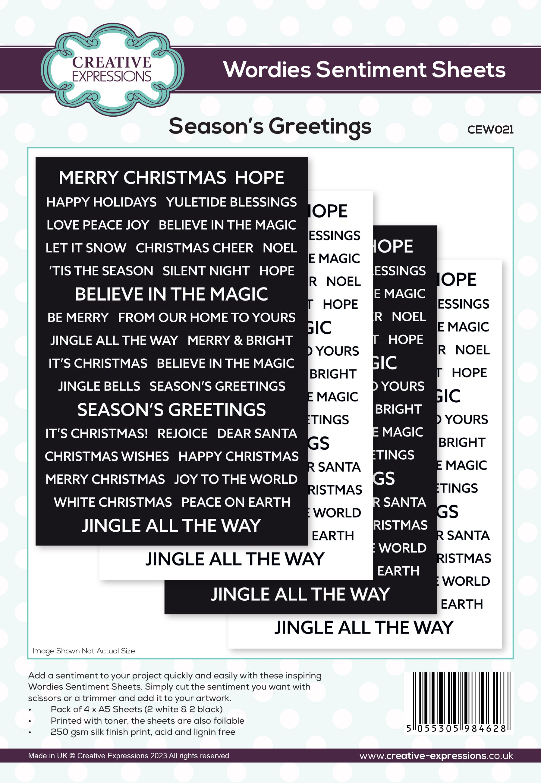 Creative Expressions Wordies Sentiment Sheets Season's Greetings