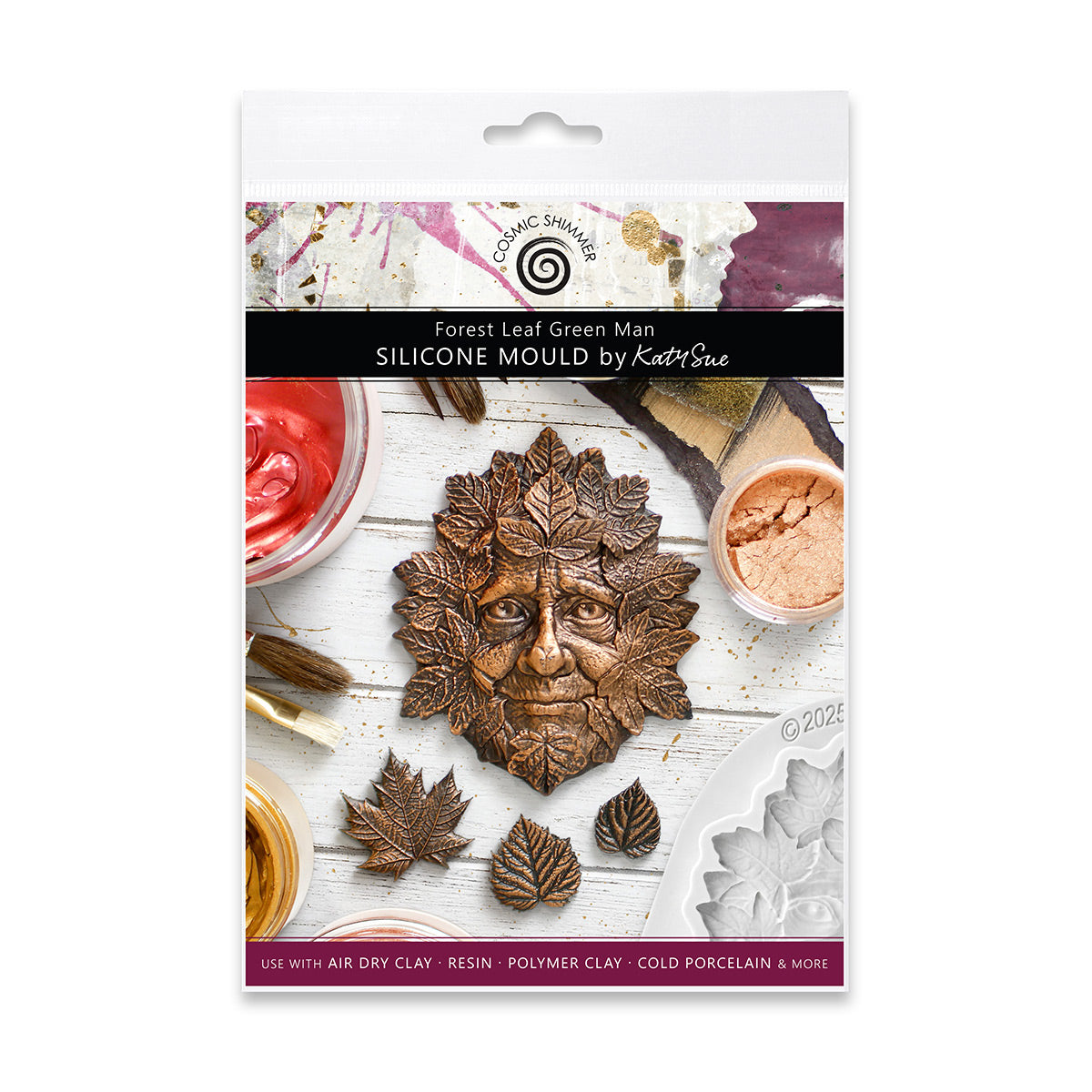 Cosmic Shimmer Forest Leaf Green Man Silicone Mould
