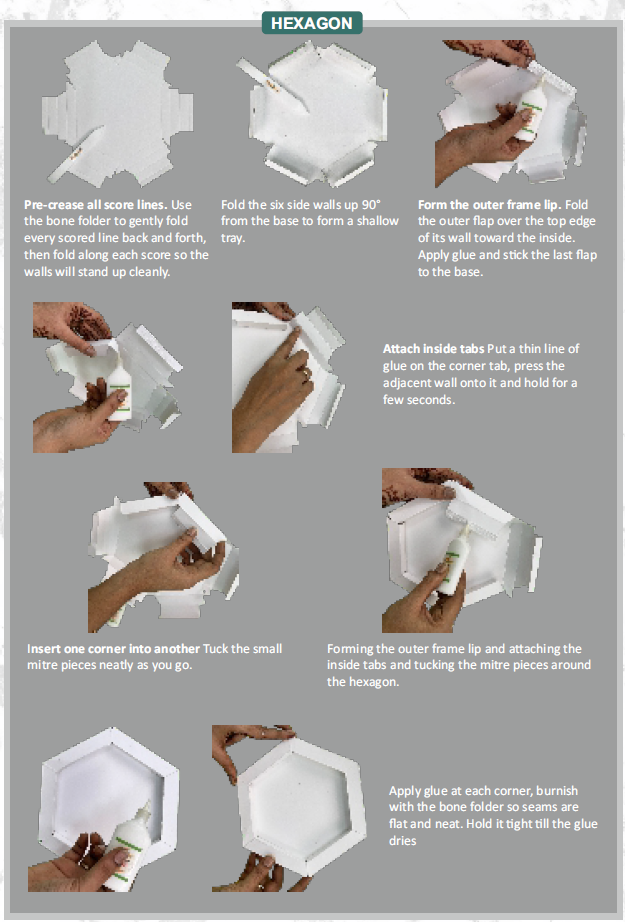 CrafTreat 3D Fold Shapes - Frames White - Hexagon 6pcs