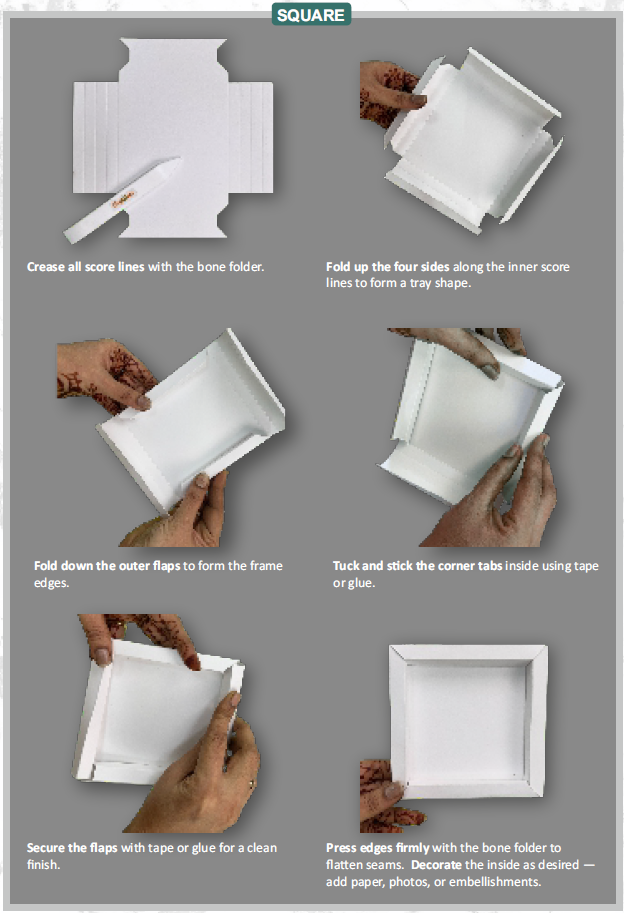 CrafTreat 3D Fold Shapes - Frames White - Square Combo 4pcs