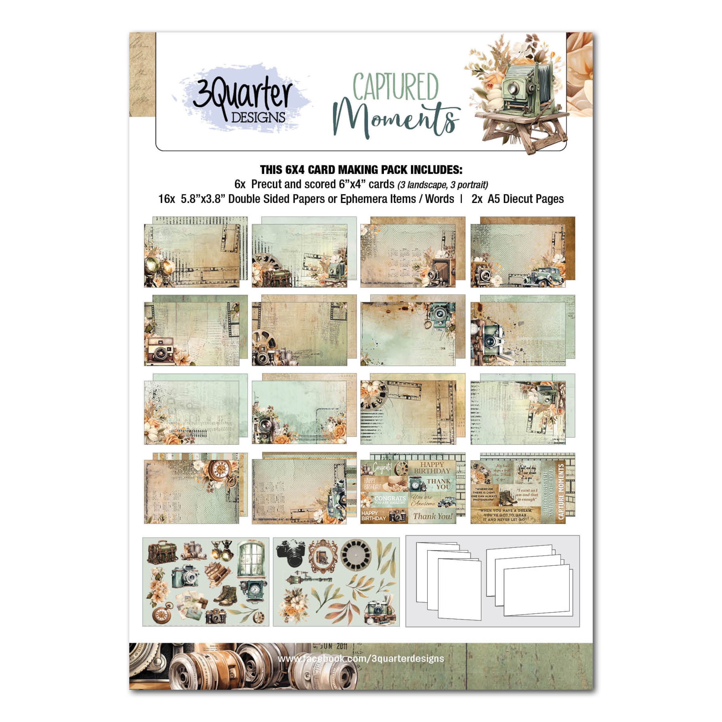 3Quarter Designs Captured Moments 6x4 Card Pack