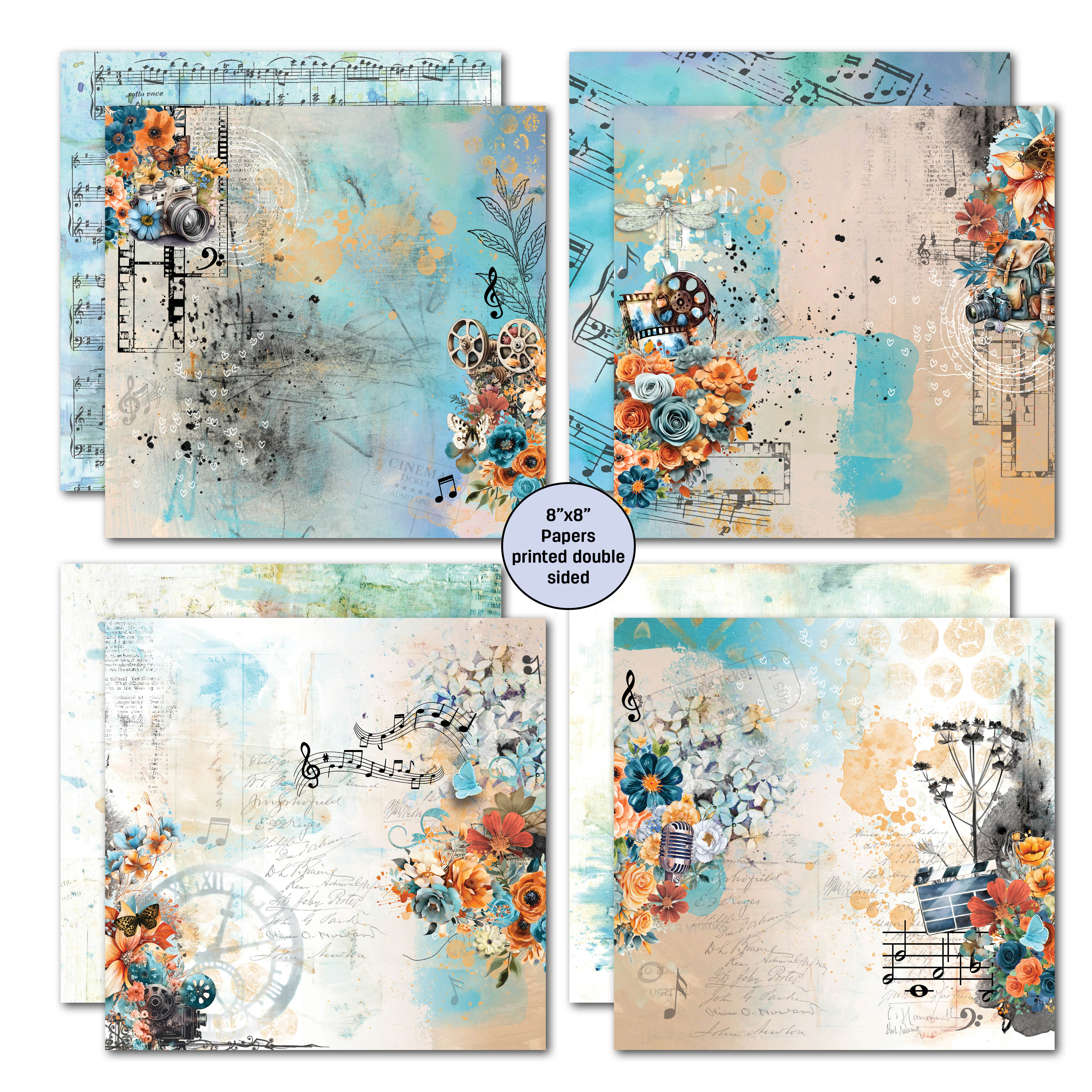 3Quarter Designs Cerulean Score 8x8 Paper Pack